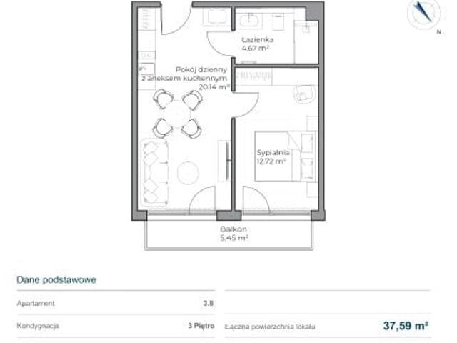 Mieszkanie 37,6m²
