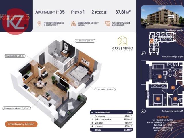 Towarowa 37,81 m², Piła