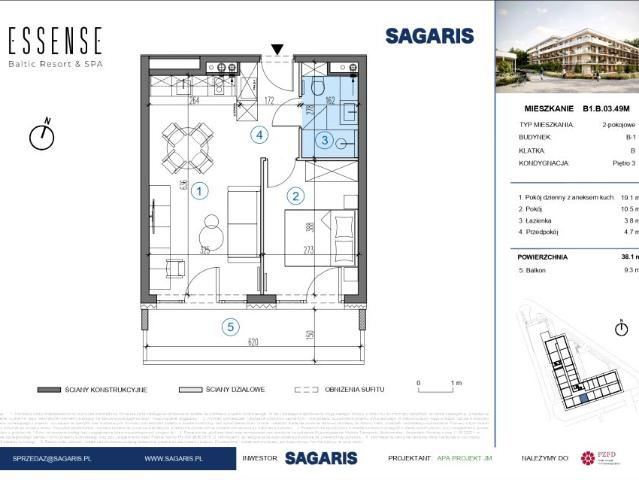 Mieszkanie 38,1m²