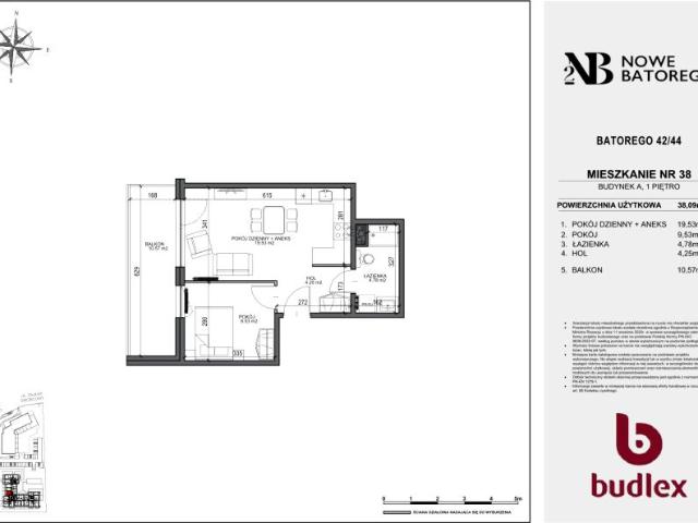 Mieszkanie 38,1m²