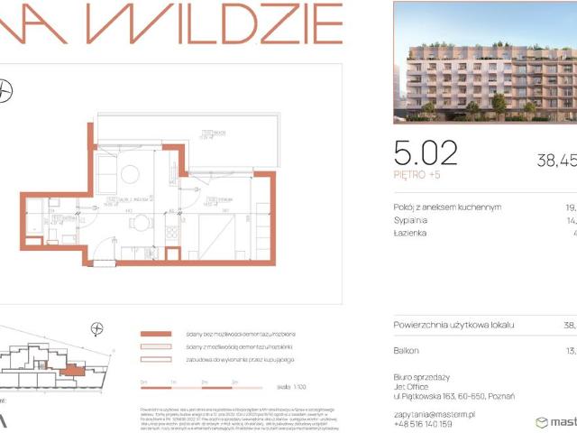 Mieszkanie, 38.45 m2, 2 pokoje