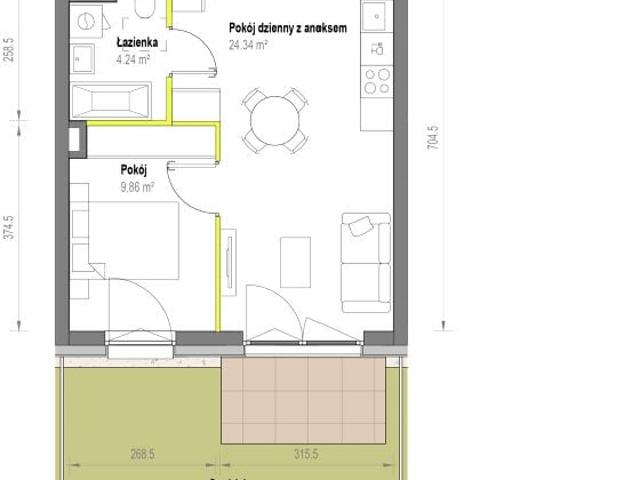 Mieszkanie 38,4m²