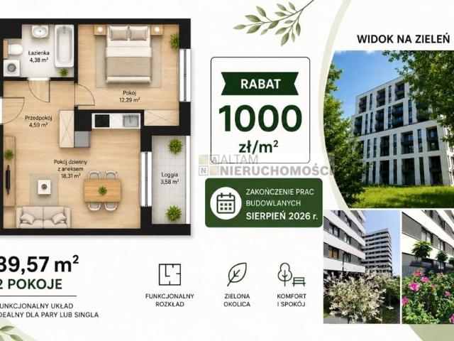 Mieszkanie 39,57 m², Kraków