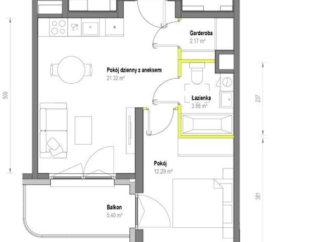 Mieszkanie 39,7m²