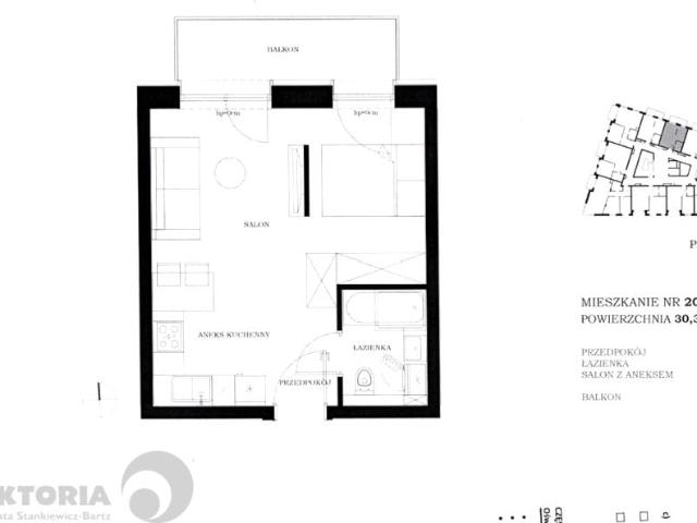 Mieszkanie 30,47 m², Szczecin