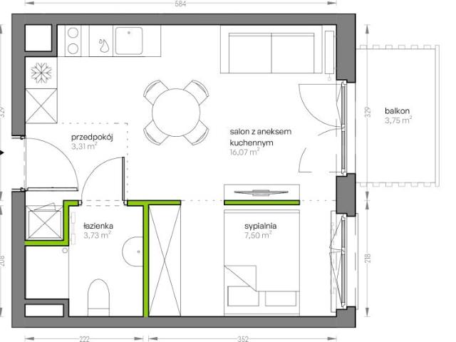 Mieszkanie 30,6m²