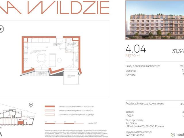 Mieszkanie, 31.34 m2, 1 pokój