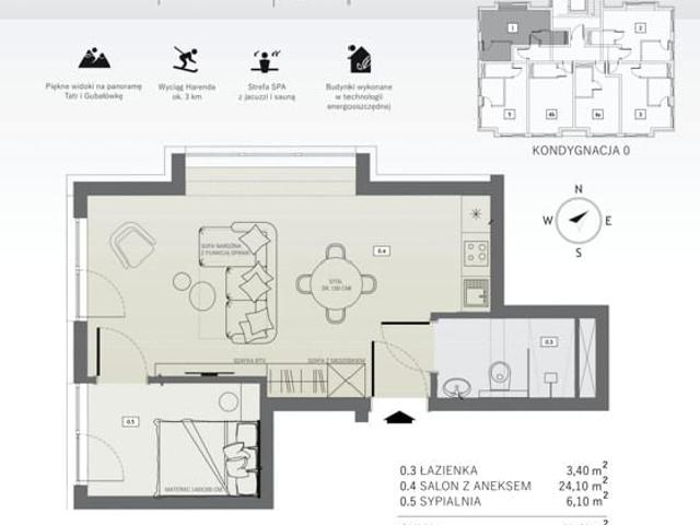 Mieszkanie 33,60 m², Zakopane