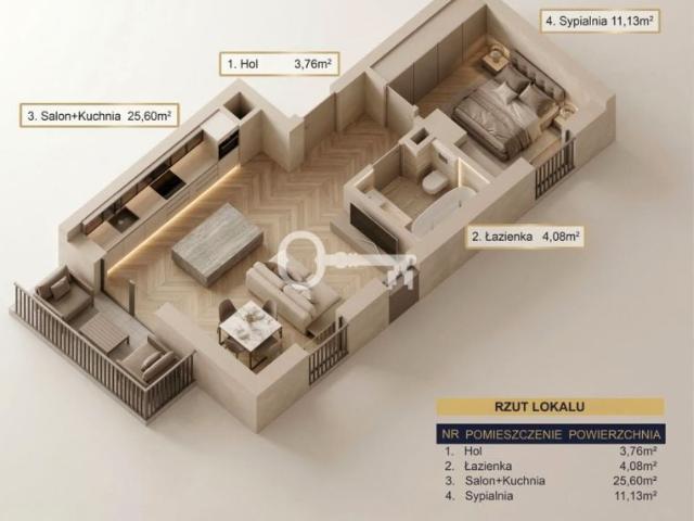 Mieszkanie 44,57 m², Katowice