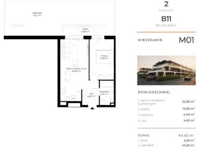 Mieszkanie 44,6m²