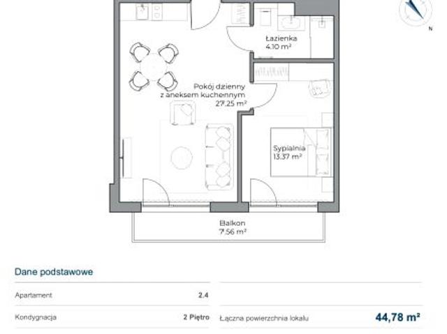 Mieszkanie 44,8m²