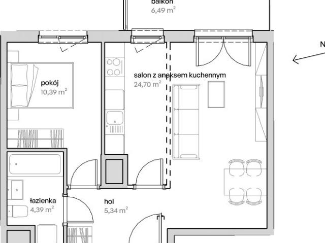 Mieszkanie 44,8m²