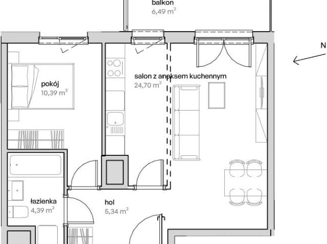 Mieszkanie 44,8m²