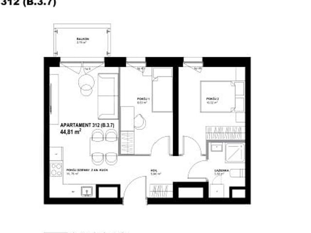 Mieszkanie 44,6m²