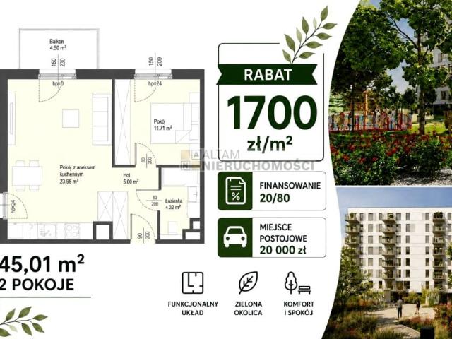 Mieszkanie 45,01 m², Kraków