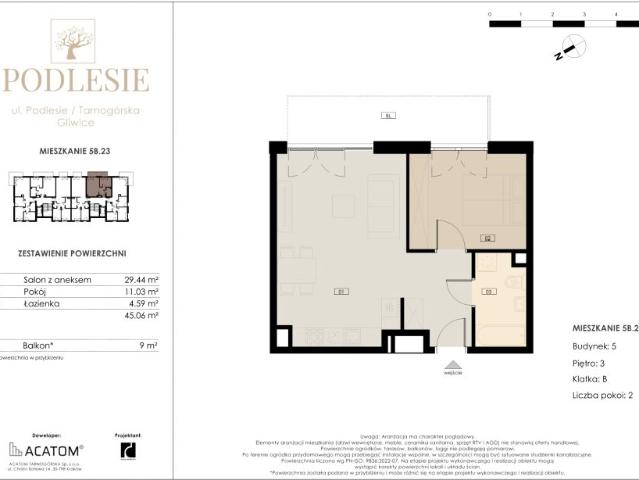 Mieszkanie 45,1m²