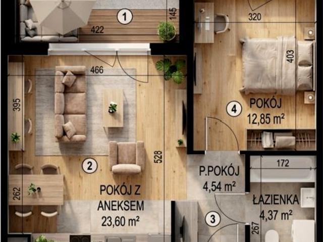 Mieszkanie 45,36 m², Wrocław