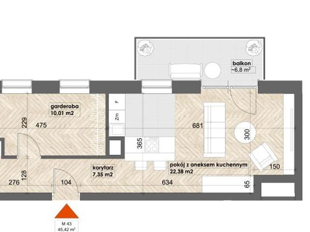 Mieszkanie 45,4m²