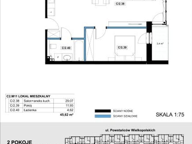 Mieszkanie 45,6m²