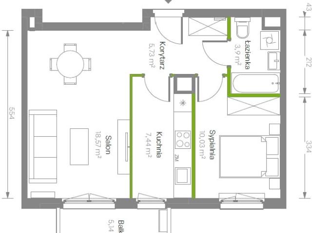 Mieszkanie 45,70 m², Warszawa