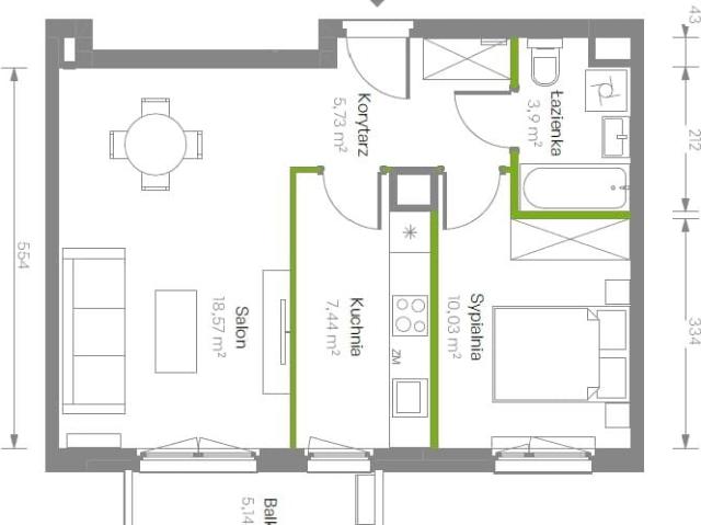 Mieszkanie 45,70 m², Warszawa
