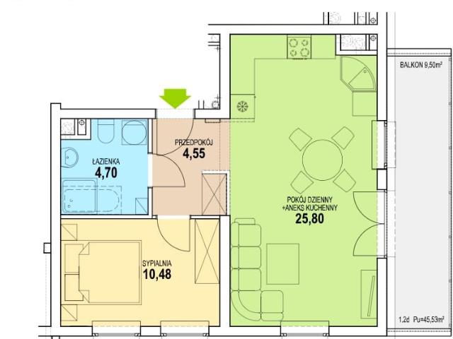Mieszkanie 45,9m²
