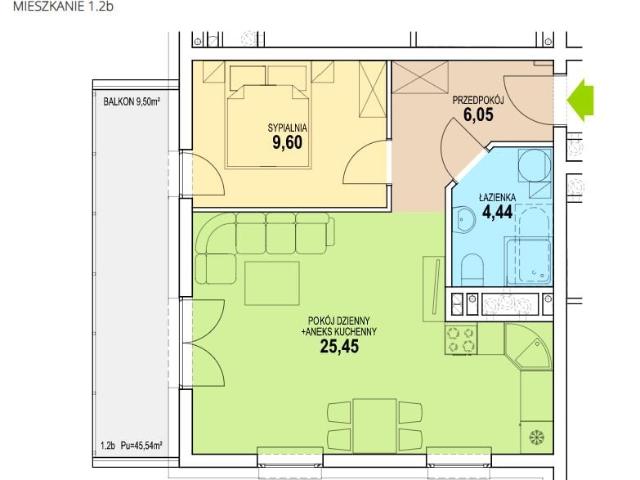 Mieszkanie 45,9m²