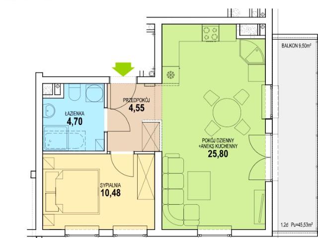 Mieszkanie 45,9m²