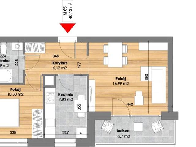 Mieszkanie 46,1m²