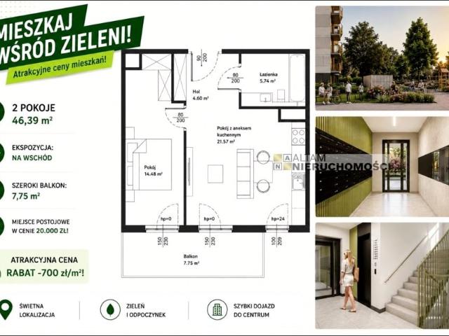 Mieszkanie 46,39 m², Kraków