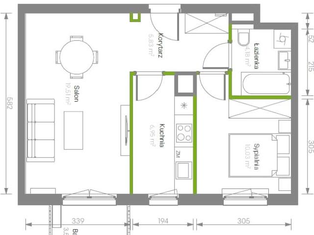 Mieszkanie 46,50 m², Warszawa