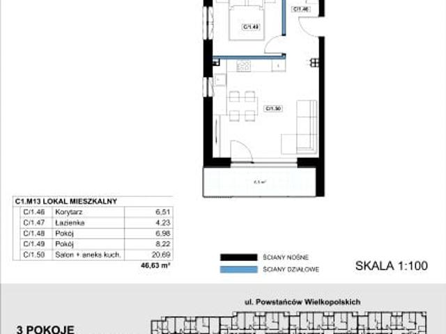 Mieszkanie 46,6m²