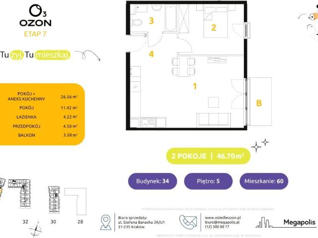 Mieszkanie 46,7m²