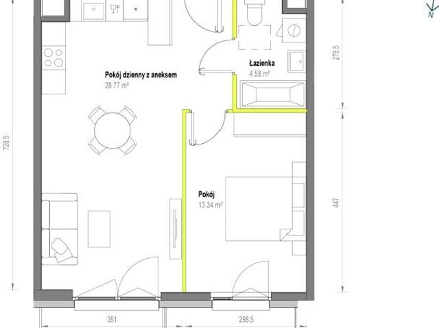 Mieszkanie 46,7m²