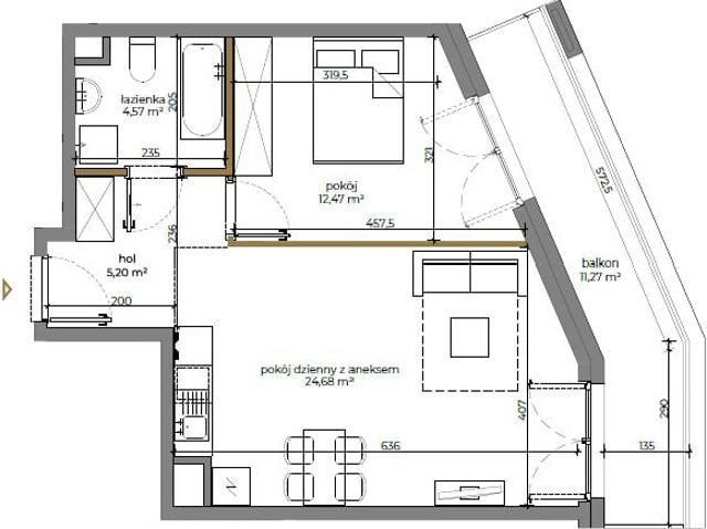 Mieszkanie 46,9m²