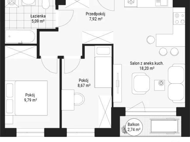 Mieszkanie 49,7m²