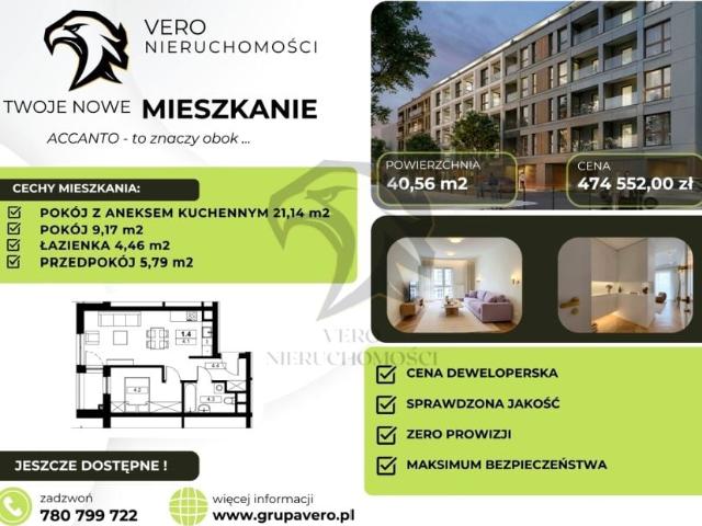 Mieszkanie 40,56 m², Łódź