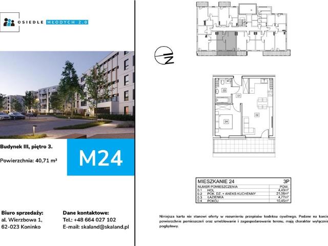 Mieszkanie, Grodzisk Wielkopolski, 40.71 m2, 2 pokoje