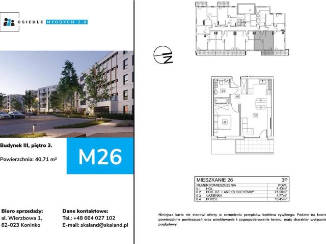 Mieszkanie, 40.71 m2, 2 pokoje