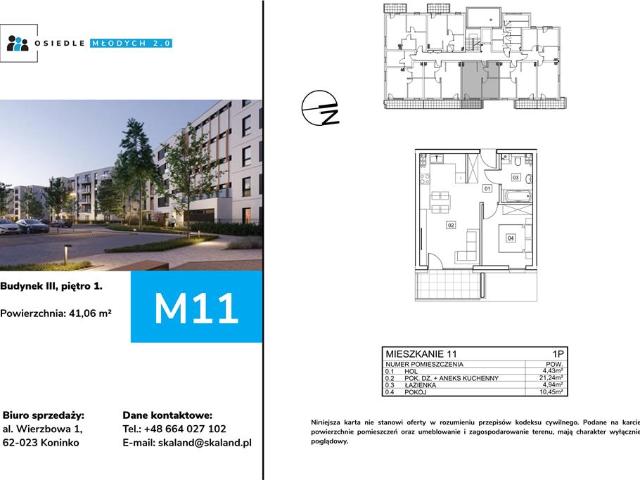 Mieszkanie, Grodzisk Wielkopolski, 41.06 m2, 2 pokoje