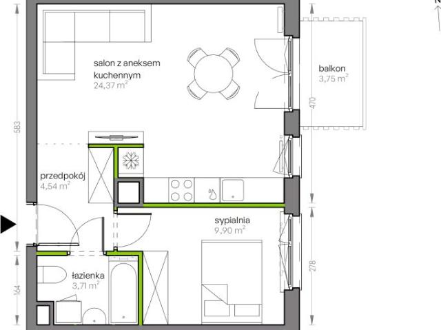 Mieszkanie 42,4m²