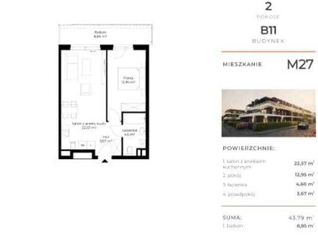 Mieszkanie 43,8m²