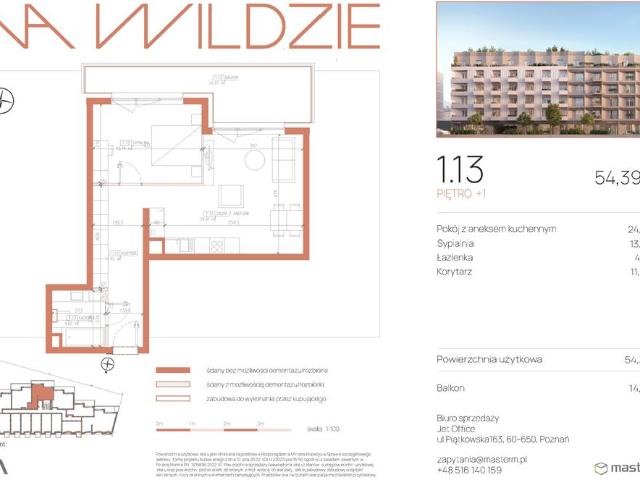 Mieszkanie, 54.39 m2, 2 pokoje
