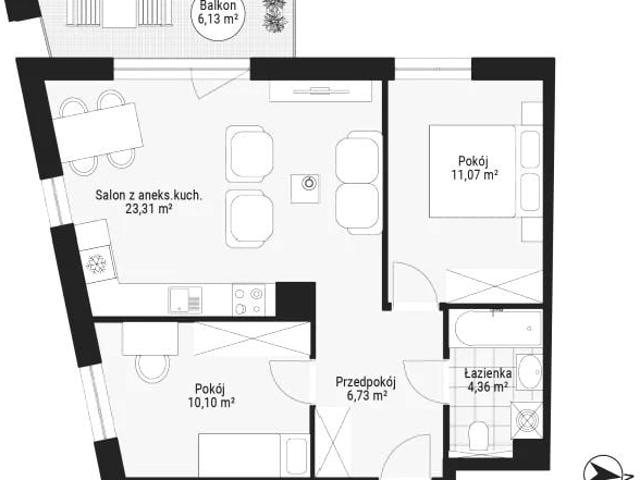 Mieszkanie 55,5m²