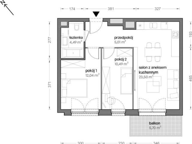 Mieszkanie 55,5m²