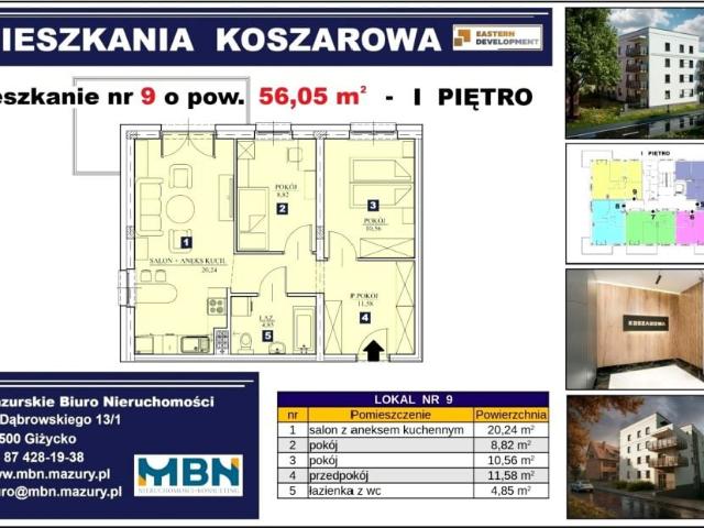 Mieszkanie 56,05 m², Giżycko