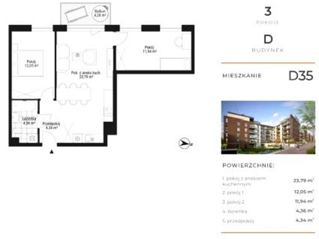 Mieszkanie 56,4m²