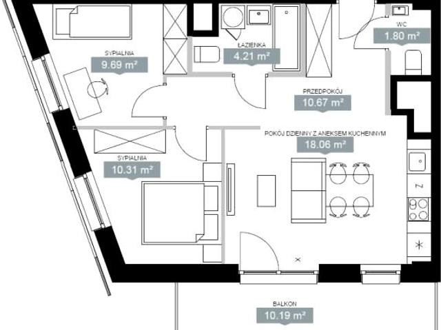 Mieszkanie 56,60 m², Warszawa