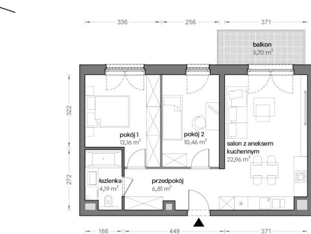 Mieszkanie 56,6m²