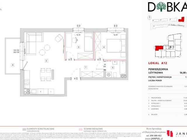 Mieszkanie 56,9m²